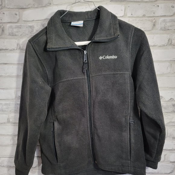 Columbia Girls 10/12 Black Fleece Full‎ Zip Up Jacket Excellent - Picture 1 of 7